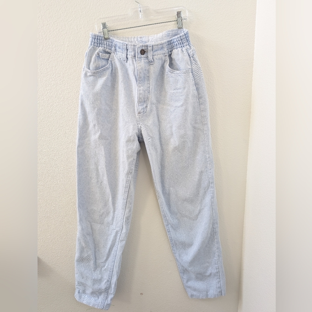 Lee Vintage Lightwash Elastic Waist Jeans 8 Barrel Leg‎ 90s Retro Y2K
